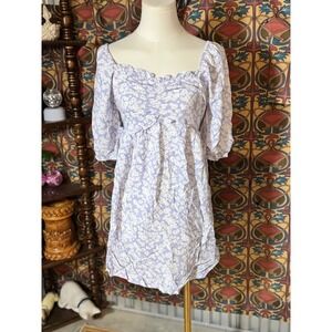 Stitch & Pine Fred Meyer Floral Mini Dress Square Neck Purple White Medium‎